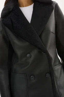 New LAMARQUE CAMILLE | Faux Shearling Reversible Coat Black