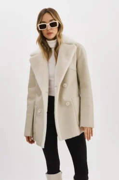 Store LAMARQUE CAMILLE | Faux Shearling Reversible Coat IVORY