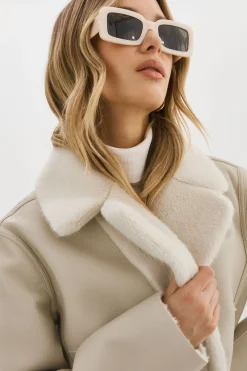 Store LAMARQUE CAMILLE | Faux Shearling Reversible Coat IVORY