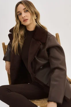 Cheap LAMARQUE CAMILLE | Faux Shearling Reversible Coat MAHOGANY