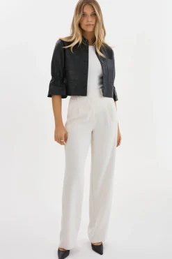 Cheap LAMARQUE CAROLINA | Leather Ruffle Sleeve Jacket Black