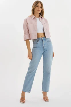Online LAMARQUE CAROLINA | Leather Ruffle Sleeve Jacket Rose