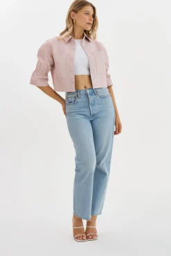 Online LAMARQUE CAROLINA | Leather Ruffle Sleeve Jacket Rose