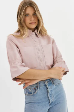 Online LAMARQUE CAROLINA | Leather Ruffle Sleeve Jacket Rose