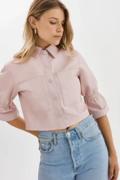 Online LAMARQUE CAROLINA | Leather Ruffle Sleeve Jacket Rose