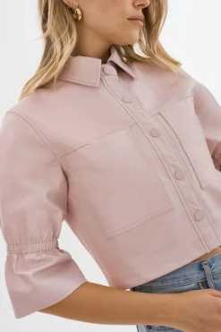 Online LAMARQUE CAROLINA | Leather Ruffle Sleeve Jacket Rose