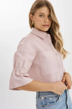 Online LAMARQUE CAROLINA | Leather Ruffle Sleeve Jacket Rose