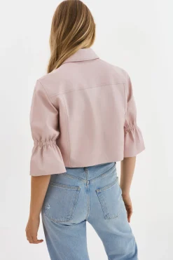 Online LAMARQUE CAROLINA | Leather Ruffle Sleeve Jacket Rose