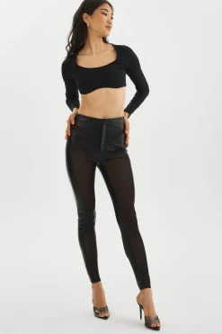 Outlet LAMARQUE CELICIA | Faux Leather Mesh Leggings Black