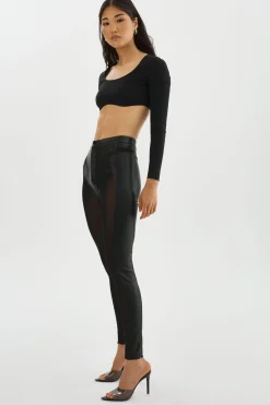 Outlet LAMARQUE CELICIA | Faux Leather Mesh Leggings Black