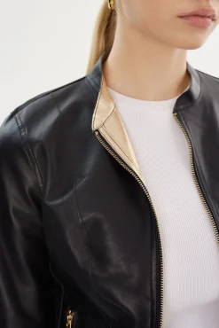 Flash Sale LAMARQUE CHAPIN | Reversible Leather Bomber Black/Gold