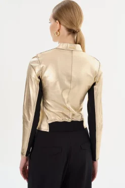 Flash Sale LAMARQUE CHAPIN | Reversible Leather Bomber Black/Gold
