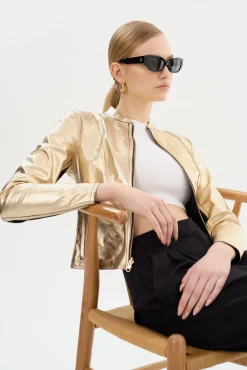 Flash Sale LAMARQUE CHAPIN | Reversible Leather Bomber Black/Gold