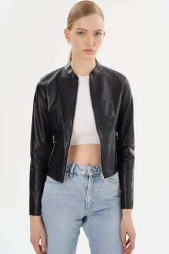 New LAMARQUE CHAPIN | Reversible Leather Bomber Black/Silver