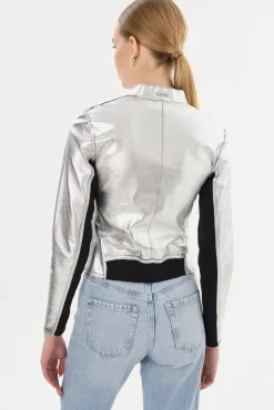 New LAMARQUE CHAPIN | Reversible Leather Bomber Black/Silver