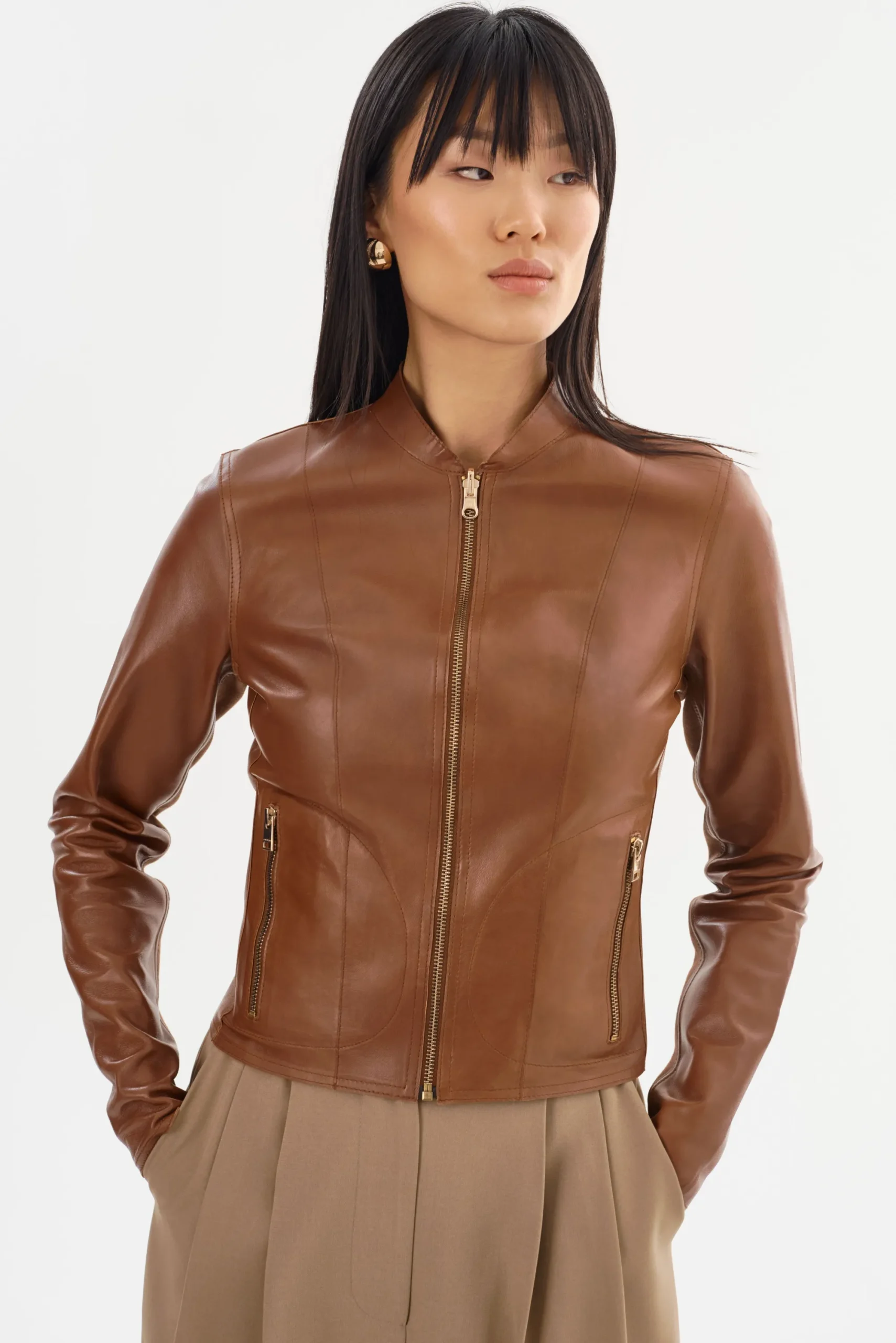 Sale LAMARQUE CHAPIN | Reversible Leather Bomber Luggage/Gold