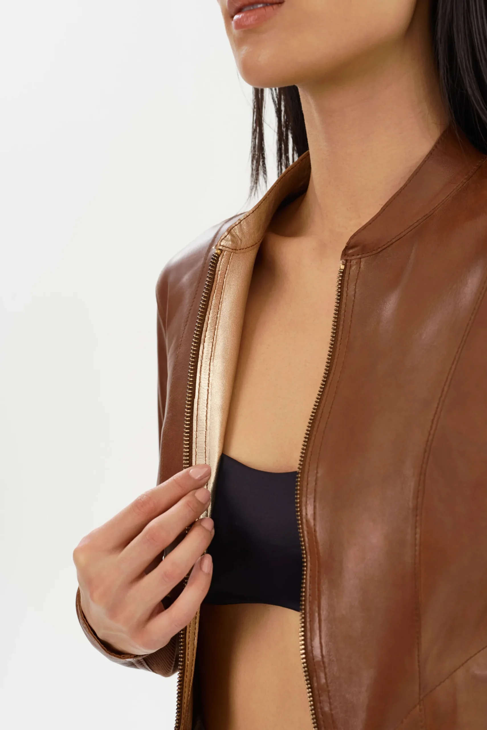 Sale LAMARQUE CHAPIN | Reversible Leather Bomber Luggage/Gold