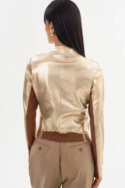 Sale LAMARQUE CHAPIN | Reversible Leather Bomber Luggage/Gold