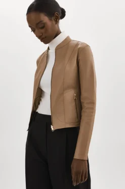 Sale LAMARQUE CHAPIN | Reversible Leather Bomber Mocha/Gold