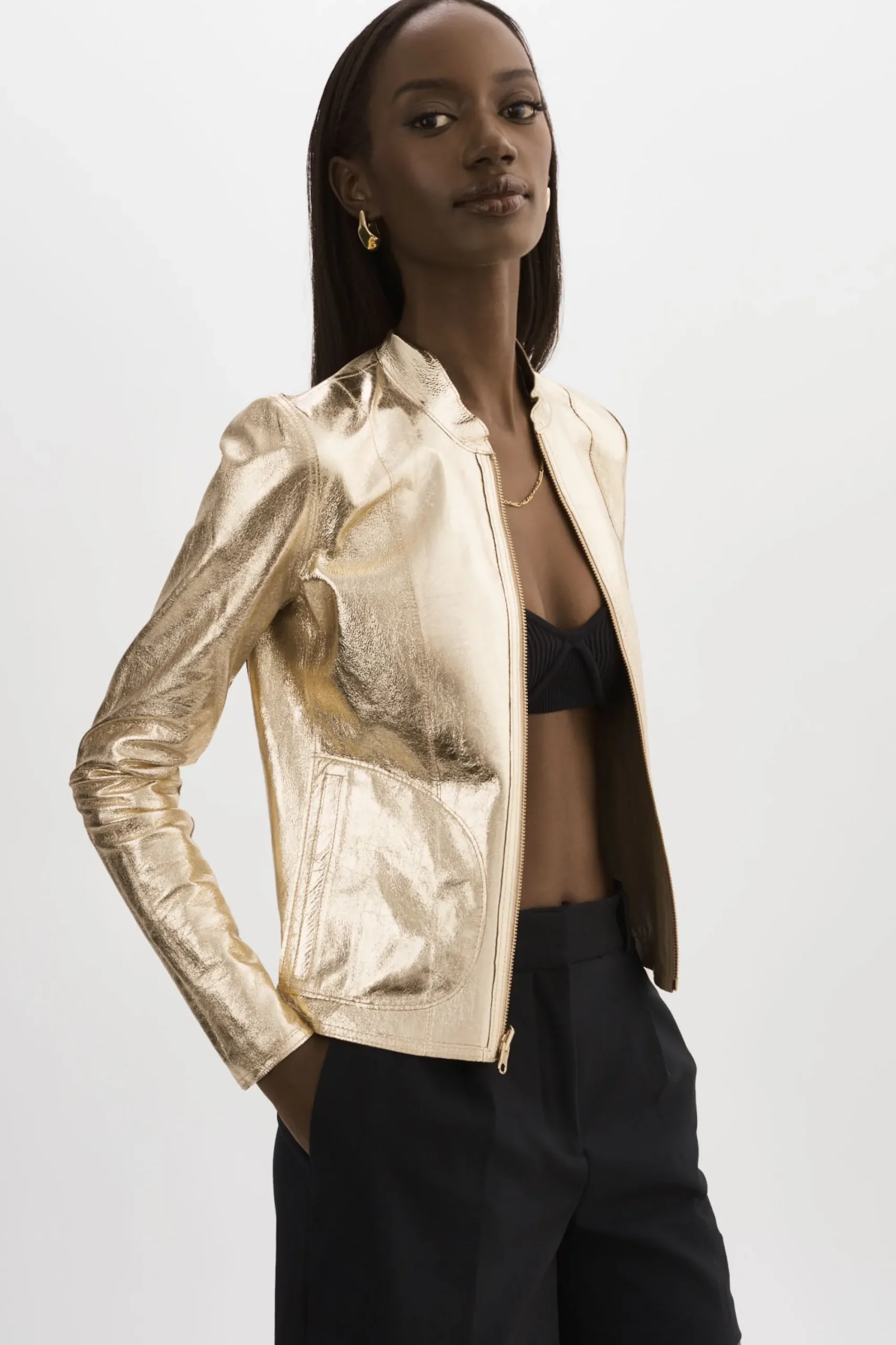 Outlet LAMARQUE CHAPIN | Reversible Leather Bomber Wheat/Gold
