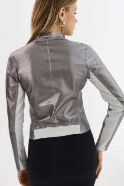 Best LAMARQUE CHAPIN | Reversible Leather Bomber White/Pewter