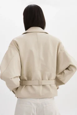 Shop LAMARQUE DANIELA | Leather Biker Jacket BONE