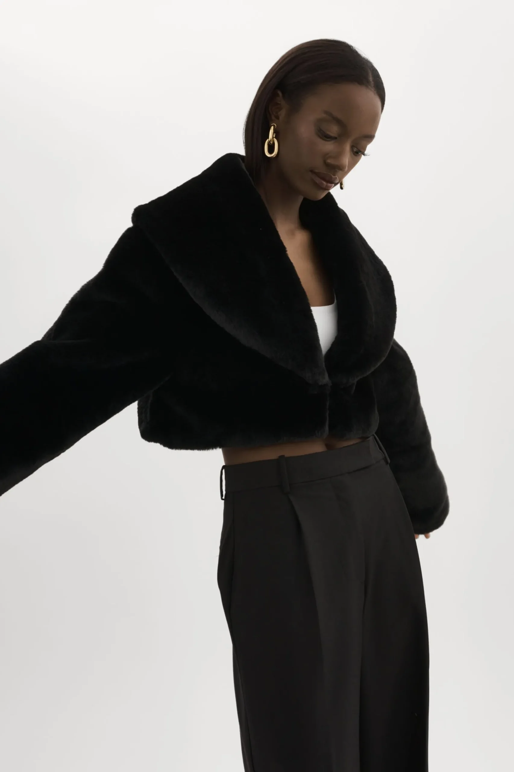 Best LAMARQUE DANIKA | Faux Fur Crop Jacket Black