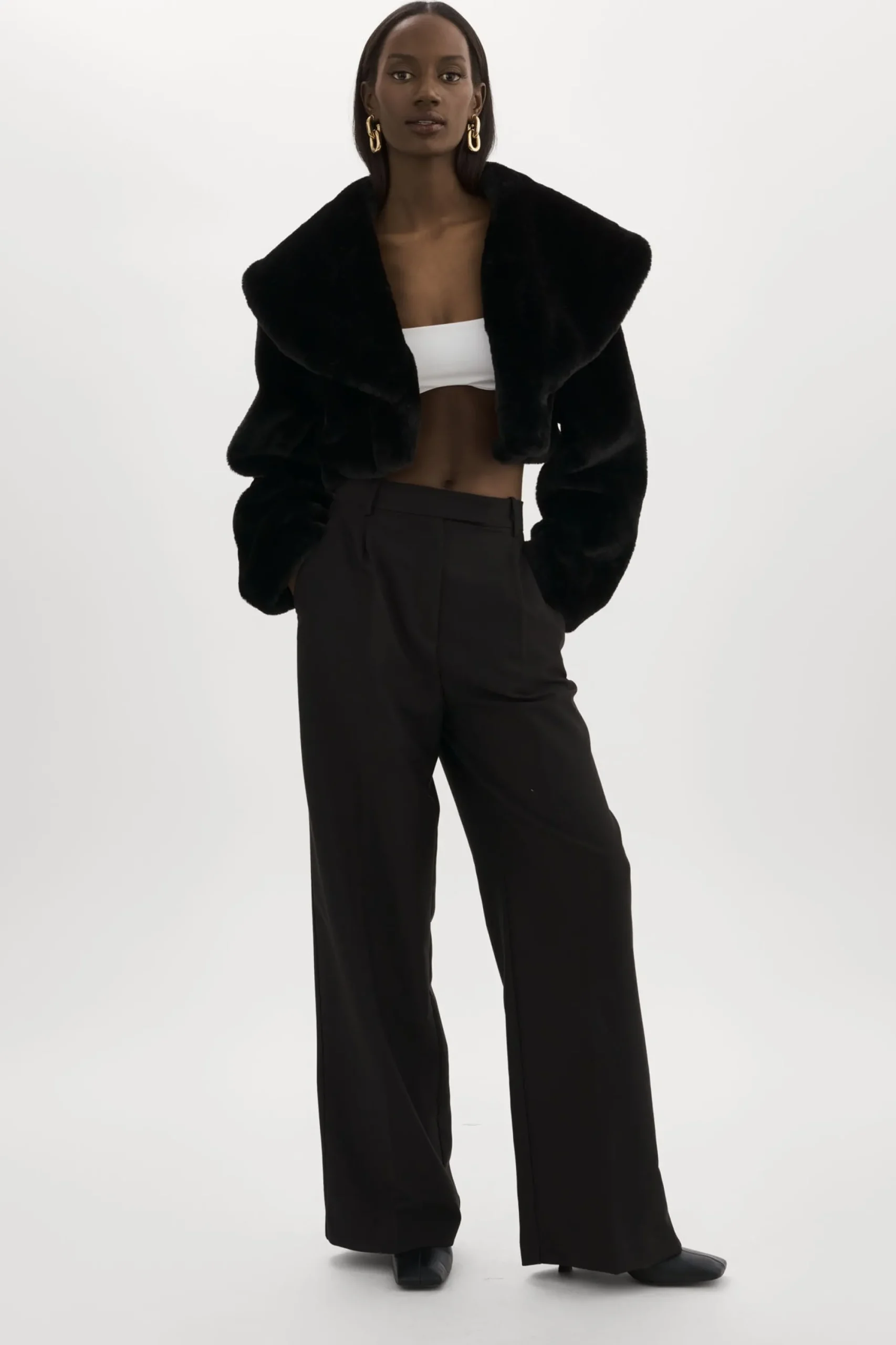 Best LAMARQUE DANIKA | Faux Fur Crop Jacket Black