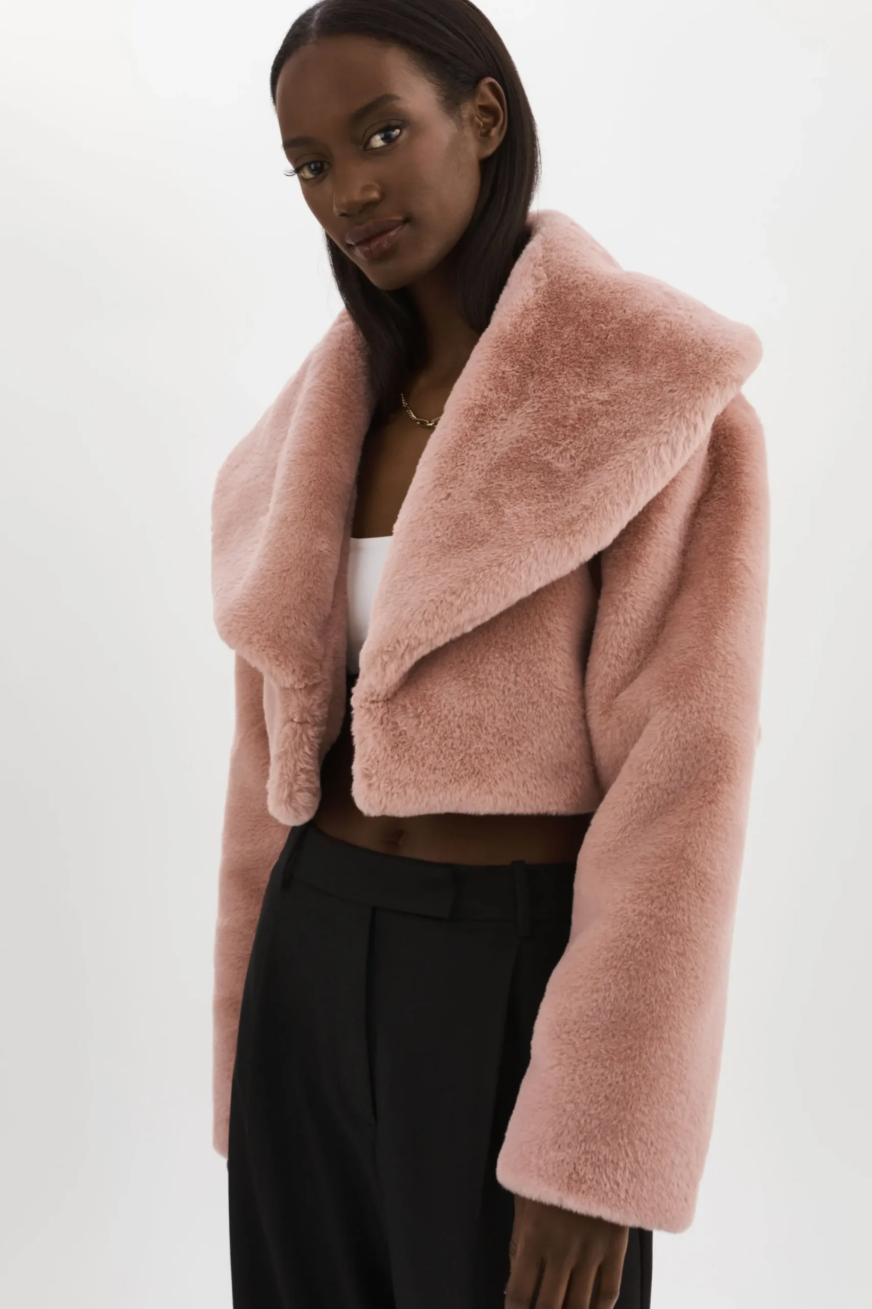 Online LAMARQUE DANIKA | Faux Fur Crop Jacket Smoky Pink