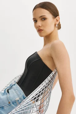 Shop LAMARQUE DAVINA | Leather Bustier Black