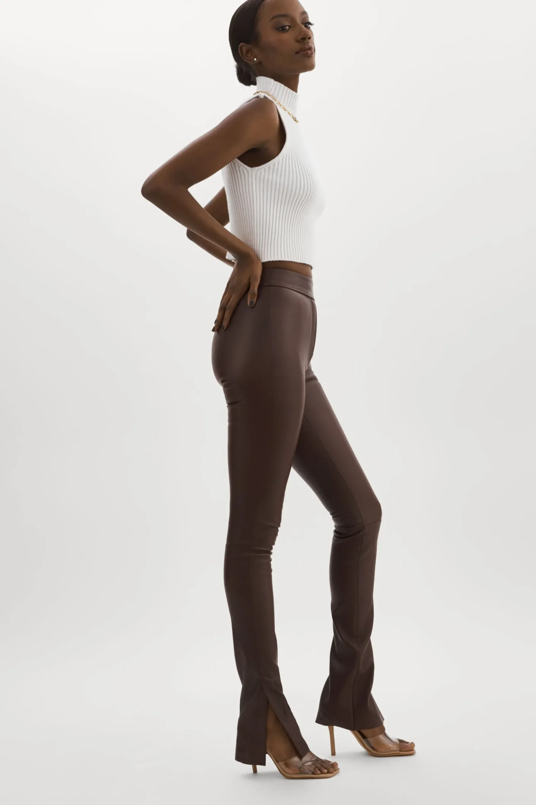 Shop LAMARQUE DAWN | Stretch Leather Pants Mahogany