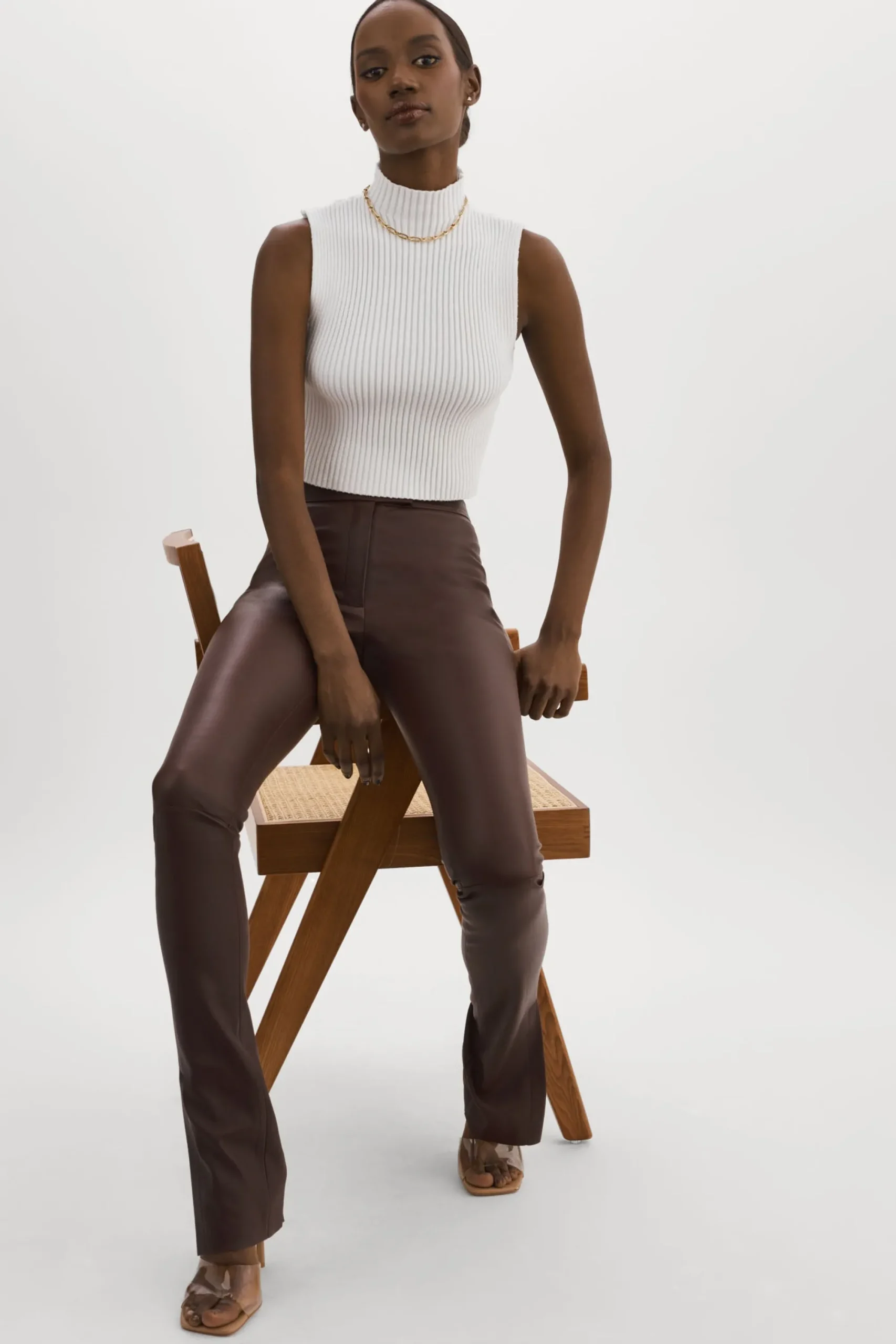 Shop LAMARQUE DAWN | Stretch Leather Pants Mahogany