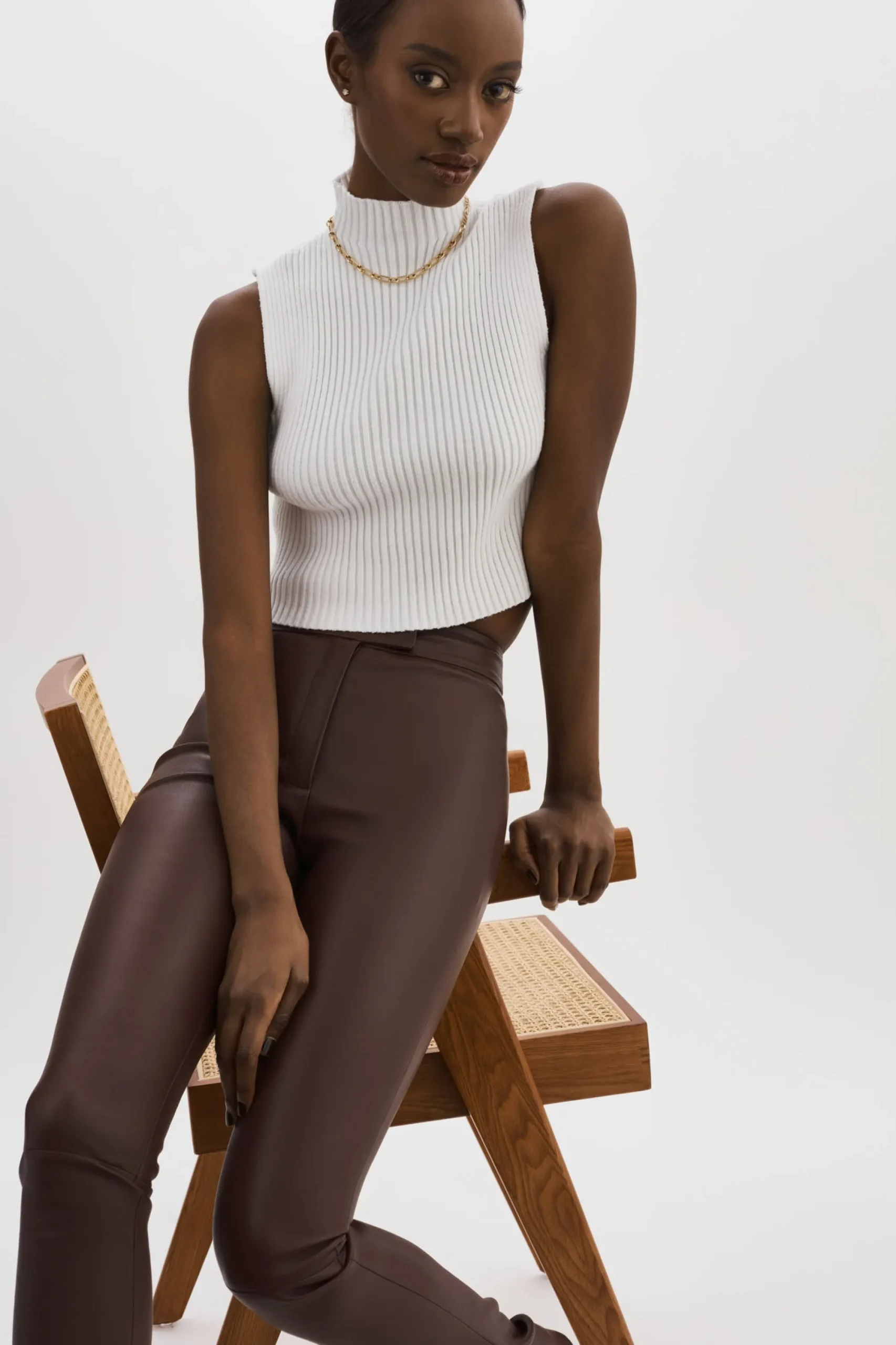 Shop LAMARQUE DAWN | Stretch Leather Pants Mahogany