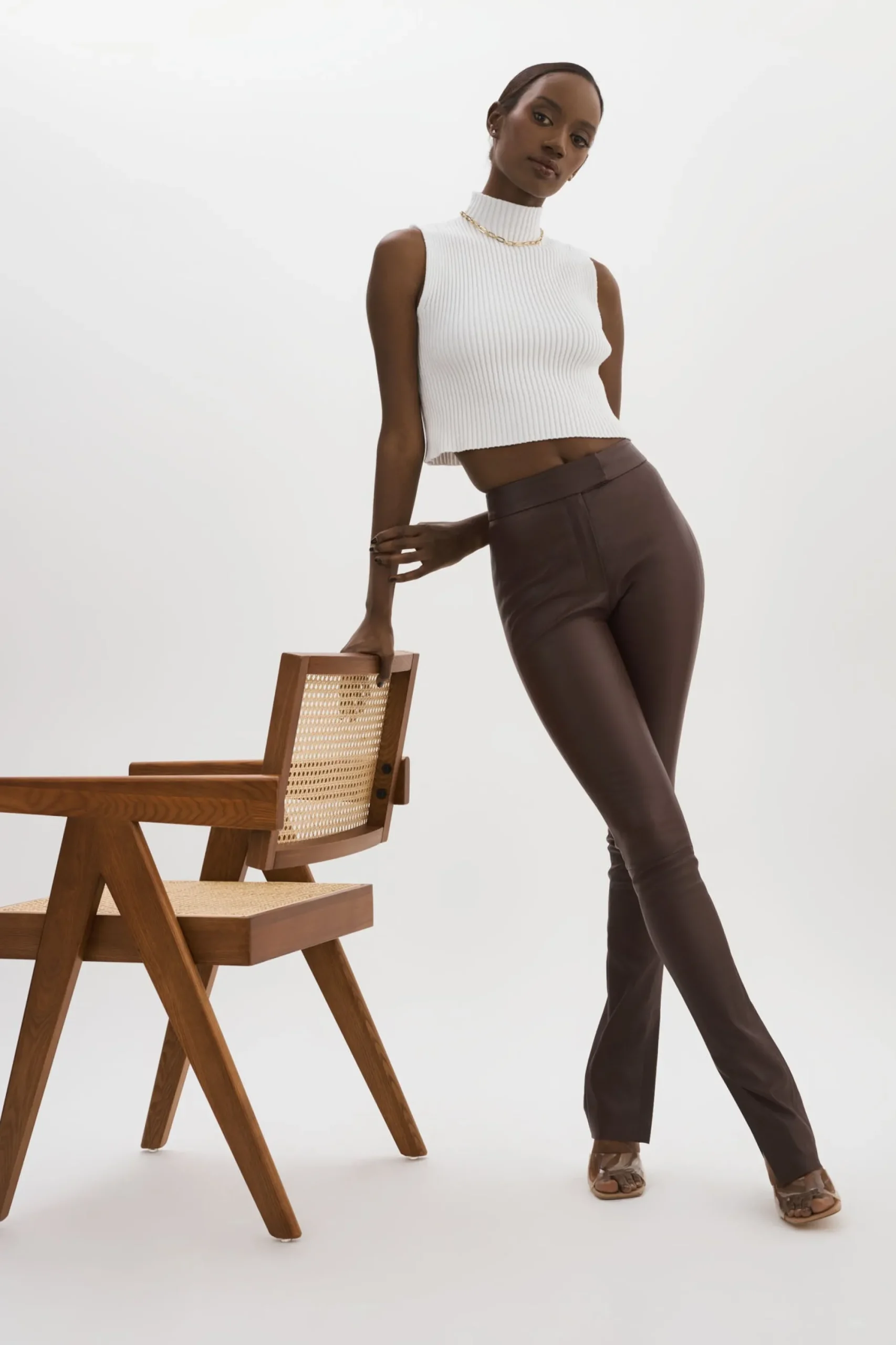 Shop LAMARQUE DAWN | Stretch Leather Pants Mahogany