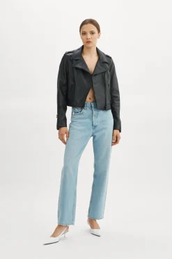Shop LAMARQUE DONNA | Iconic Leather Biker Jacket Black Black