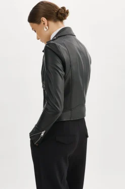 New LAMARQUE DONNA | Iconic Leather Biker Jacket Black