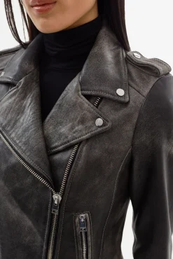 Discount LAMARQUE DONNA | Iconic Leather Biker Jacket Fossil Grey