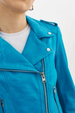 Discount LAMARQUE DONNA | Iconic Leather Biker Jacket Faded Jean