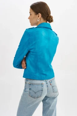 Discount LAMARQUE DONNA | Iconic Leather Biker Jacket Faded Jean