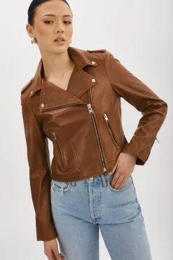 Store LAMARQUE DONNA | Iconic Leather Biker Jacket Luggage