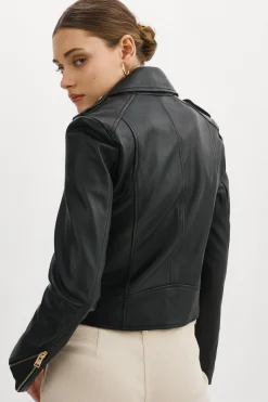 Cheap LAMARQUE DONNA GOLD | Iconic Leather Biker Jacket Black