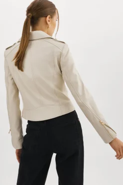 New LAMARQUE DONNA GOLD | Iconic Leather Biker Jacket Bone