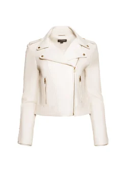 New LAMARQUE DONNA GOLD | Iconic Leather Biker Jacket Bone