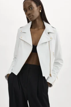 Clearance LAMARQUE DONNA GOLD | Iconic Leather Biker Jacket White