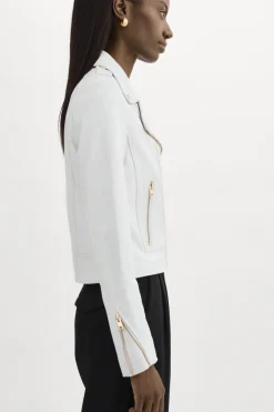 Clearance LAMARQUE DONNA GOLD | Iconic Leather Biker Jacket White