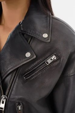 Discount LAMARQUE DYLAN | 80's Leather Biker Jacket Black Shadow