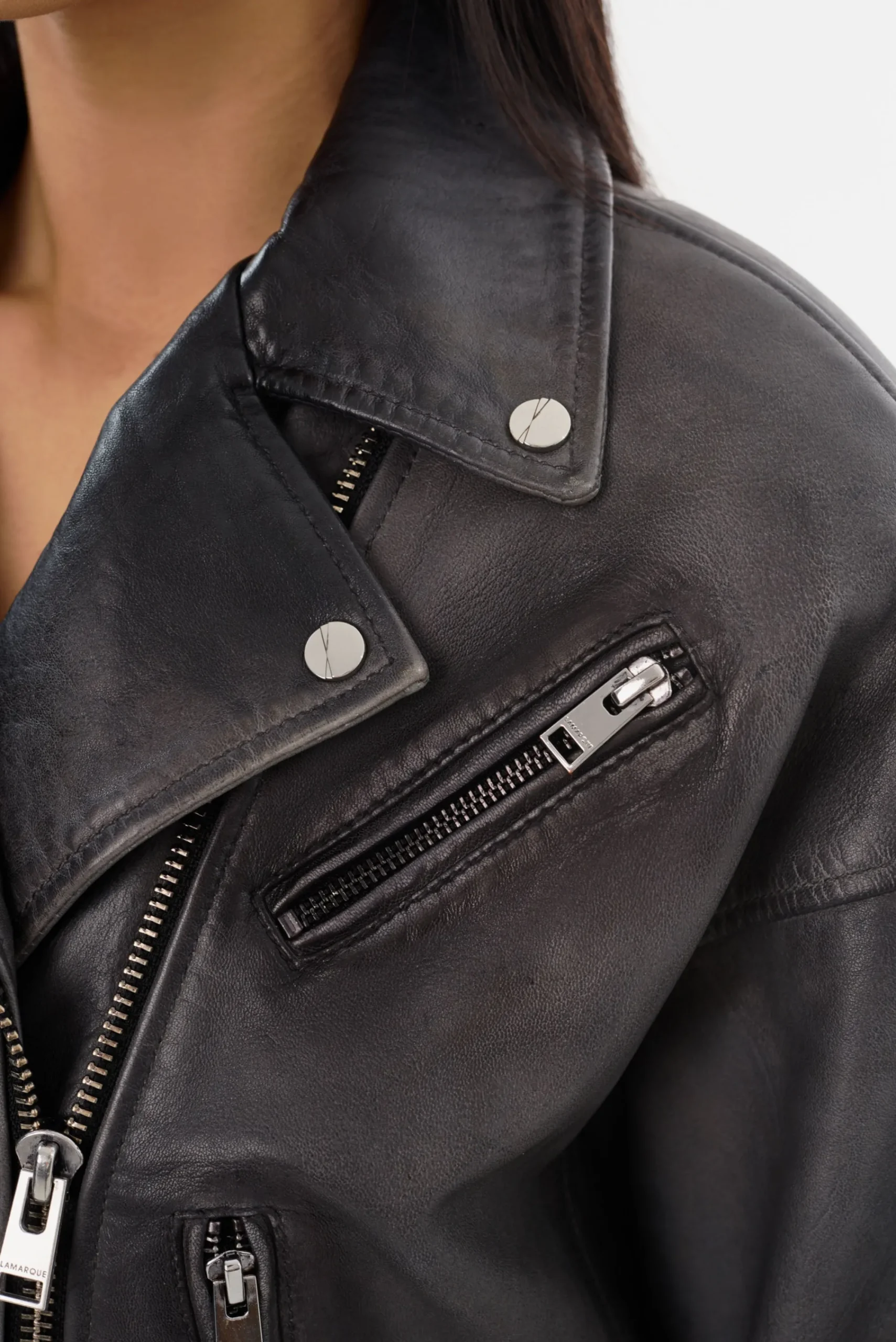 Discount LAMARQUE DYLAN | 80's Leather Biker Jacket Black Shadow