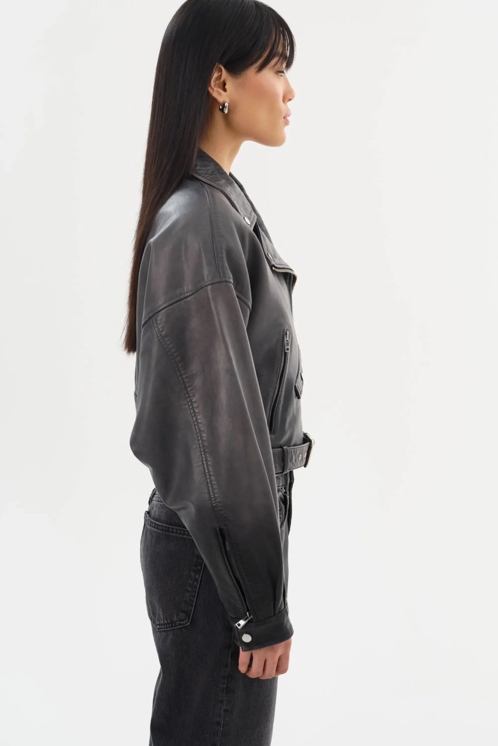Discount LAMARQUE DYLAN | 80's Leather Biker Jacket Black Shadow