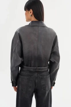 Discount LAMARQUE DYLAN | 80's Leather Biker Jacket Black Shadow
