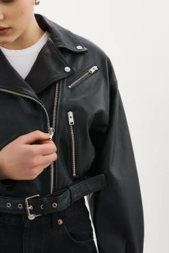 Shop LAMARQUE DYLAN | 80's Leather Biker Jacket Black